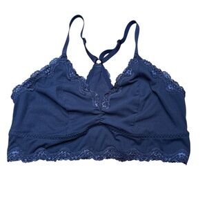 Torrid Curves Navy Blue Ribbed Lace Racerback Bralette 2X